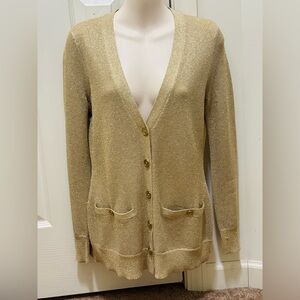 Ralph Lauren Glittering Gold Women's Silk Cardigan, PS